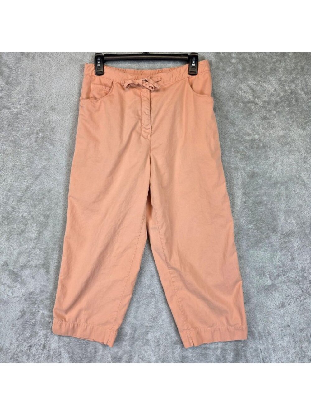 J. Jill Capri Cargo Pants Womens 6 Peach Twill Crop Elastic Waist Relaxed Fit